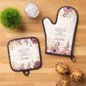 Proverbs 31 Elegant pastel pink flower  Ovenwant & Pannenlap Set (Top down)