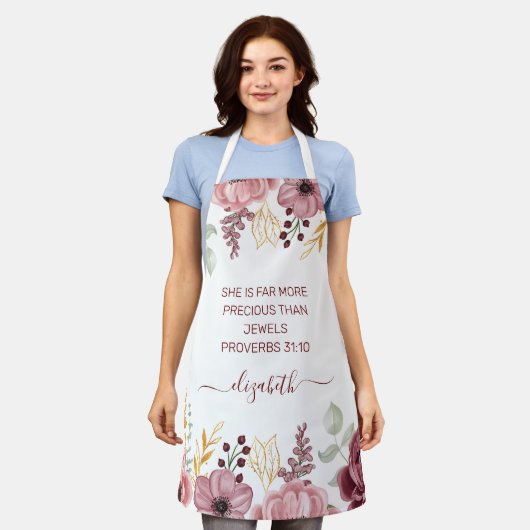 Proverbs 31 Elegant pastel pink flower  Schort (Gedragen)