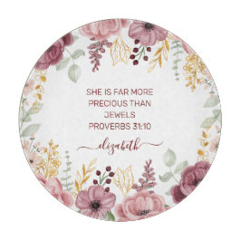Proverbs 31 Elegant pastel pink flower  Snijplank