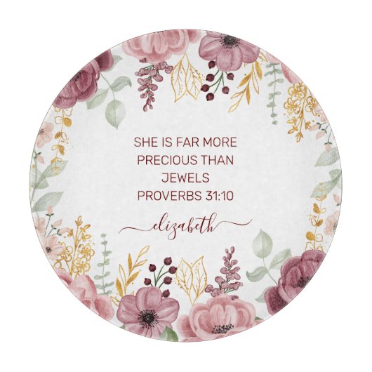 Proverbs 31 Elegant pastel pink flower  Snijplank (Voorkant)