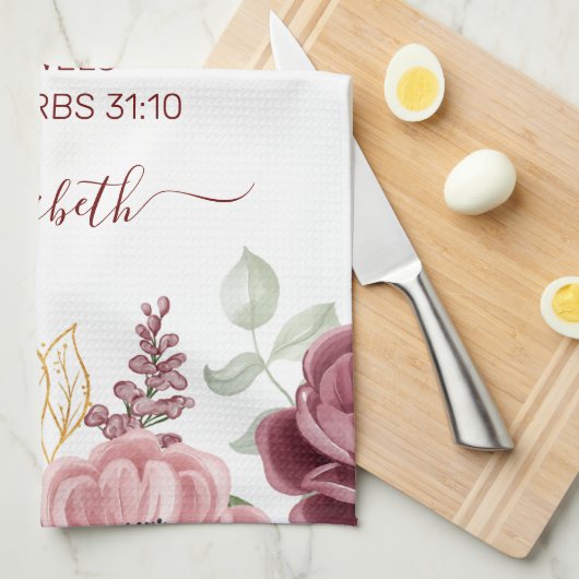 Proverbs 31 Elegant pastel pink flower  Theedoek (Quarter Fold)