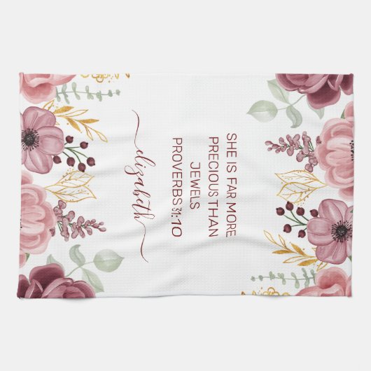 Proverbs 31 Elegant pastel pink flower  Theedoek (Horizontaal)