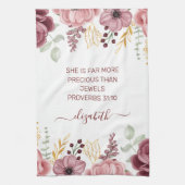 Proverbs 31 Elegant pastel pink flower  Theedoek (Verticaal)