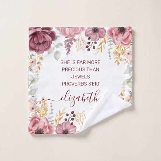 Proverbs 31 Elegant pastel pink flower  Washandje (Wasdoekje)