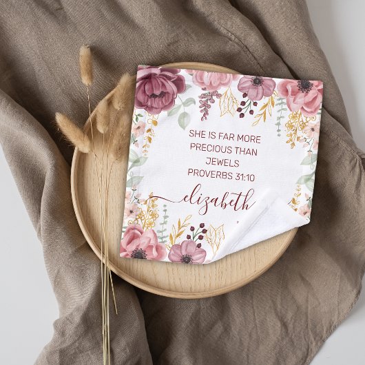 Proverbs 31 Elegant pastel pink flower  Washandje