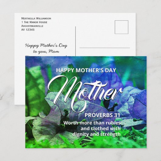 PROVERBS 31 Floral Happy Moederdag Briefkaart (Voorkant / Achterkant)