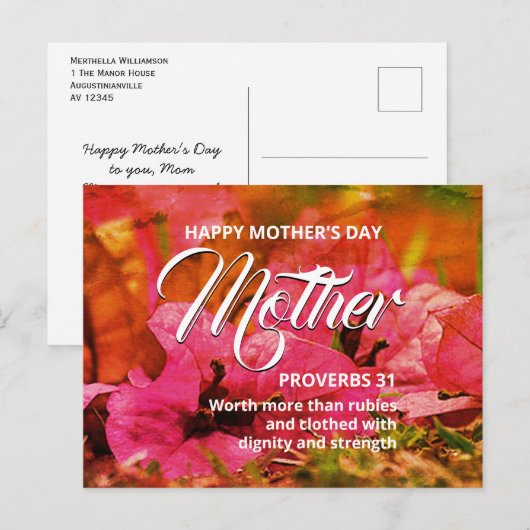 PROVERBS 31 Floral Happy Moederdag Briefkaart (Voorkant / Achterkant)