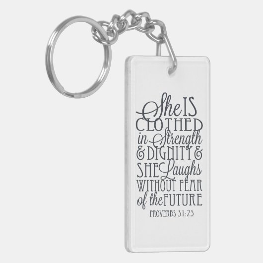 Proverbs 31 Gifts - Gedetailleerd in kracht en waa Sleutelhanger (Voorkant Links)