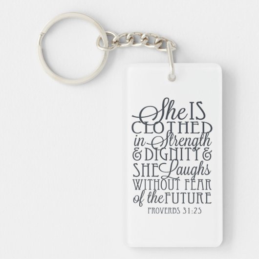 Proverbs 31 Gifts - Gedetailleerd in kracht en waa Sleutelhanger (Voorkant)