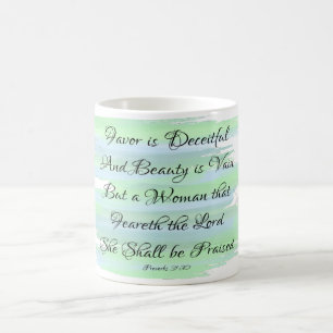 Proverbs 31 Godly Woman Blue Waterverf Quote Mok