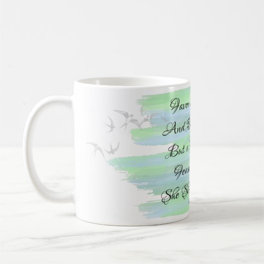 Proverbs 31 Godly Woman Blue Waterverf Quote Mok (Links)