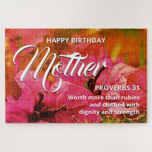 Proverbs 31 HAPPY BIRTHDAY MOTHER Floral 20"x30" Legpuzzel