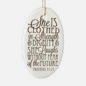 Proverbs 31 - Kleed in Sterkte & Waardigheid Bruin Keramisch Ornament (Rechts)