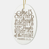 Proverbs 31 - Kleed in Sterkte & Waardigheid Bruin Keramisch Ornament (Links)