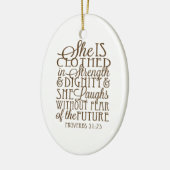 Proverbs 31 - Kleed in Sterkte & Waardigheid Bruin Keramisch Ornament (Links)