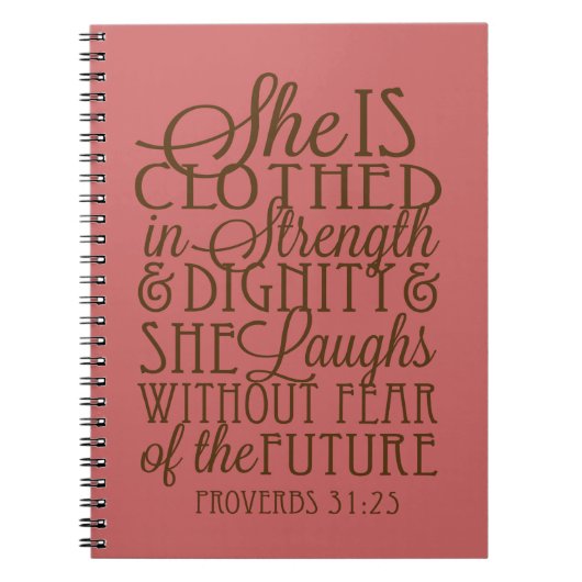 Proverbs 31 - Kleed in Sterkte & Waardigheid Bruin Notitieboek (Voorkant)