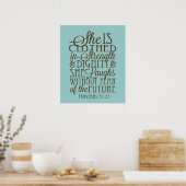 Proverbs 31 - Kleed in Sterkte & Waardigheid Bruin Poster (Keuken)