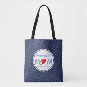 PROVERBS 31 Moederdag Birthday Blue Tote Bag