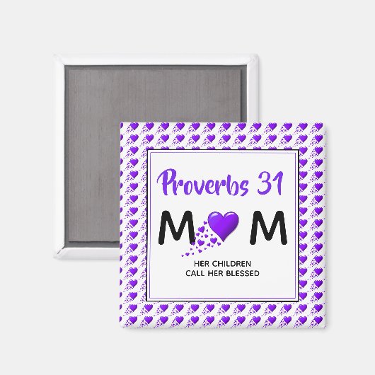 PROVERBS 31 MOM Paars Hearts Moederdag Magneet (Voorkant / Achterkant)