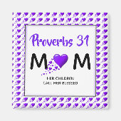 PROVERBS 31 MOM Paars Hearts Moederdag Magneet (Voorkant)