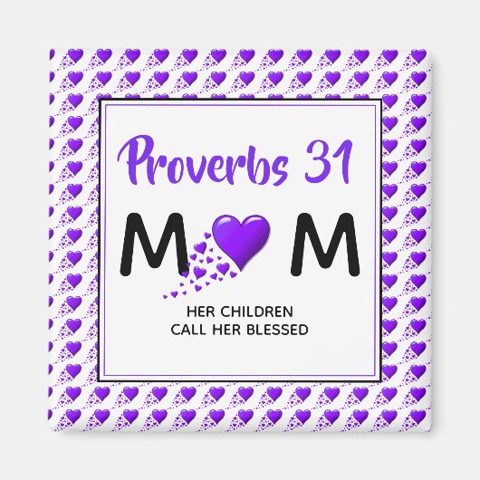 PROVERBS 31 MOM Paars Hearts Moederdag Magneet (Voorkant)