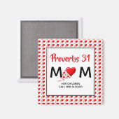 PROVERBS 31 MOM Red Hearts Christelijk Moederdag Magneet (Voorkant / Achterkant)