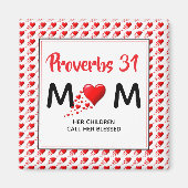 PROVERBS 31 MOM Red Hearts Christelijk Moederdag Magneet (Voorkant)