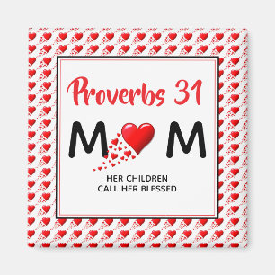 PROVERBS 31 MOM Red Hearts Christelijk Moederdag Magneet