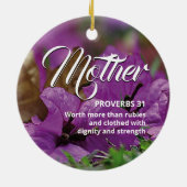 PROVERBS 31 MOTHER | Moderne Floral Christelijk Keramisch Ornament (Achterkant)