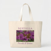 PROVERBS 31 Paarse Floral Persoonlijke foto Grote Tote Bag (Voorkant)