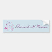 Proverbs 31 Vrouw met  vlinders Bumpersticker (Voorkant)