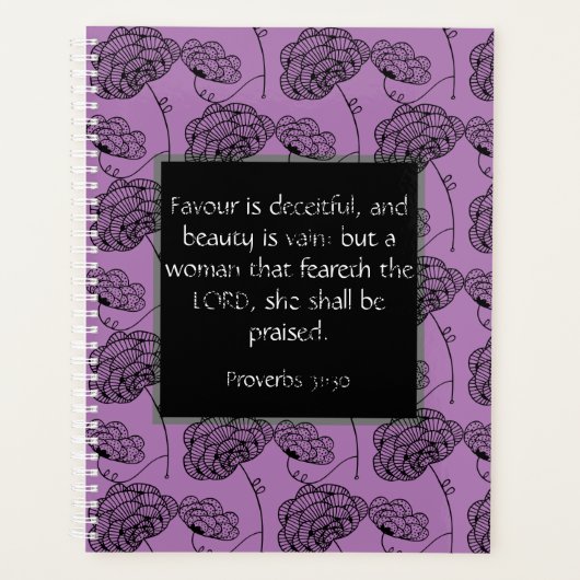 Proverbs 31 Vrouw Paarse Floral Christelijk Planne Planner (Voorkant)