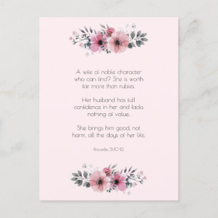 Proverbs 31 Woman Bible Verse Flowers Postcard Feestdagenkaart