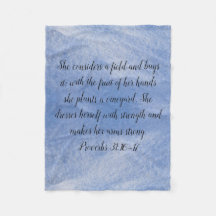 Proverbs 31 Woman Fleece Blanket Blue