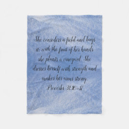 Proverbs 31 Woman Fleece Blanket Blue Deken