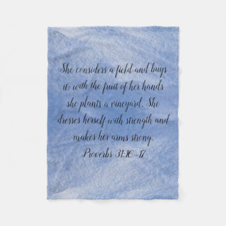 Proverbs 31 Woman Fleece Blanket Blue Deken