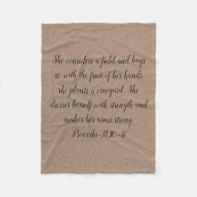 Proverbs 31 Woman Fleece Blanket Brown