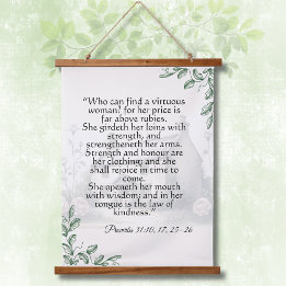 Proverbs 31 Woman Scripture Vintage Cottagecore  Hangend Wandkleed