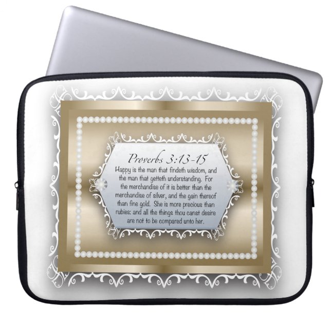 Proverbs 3:13 Wisdom Gold Bride van Christus Laptop Sleeve (Voorkant)
