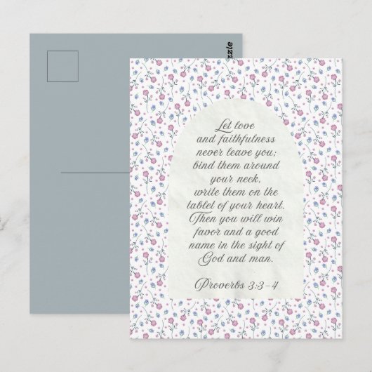 Proverbs 3:3–4 Floral Scripture Briefkaart (Voorkant / Achterkant)