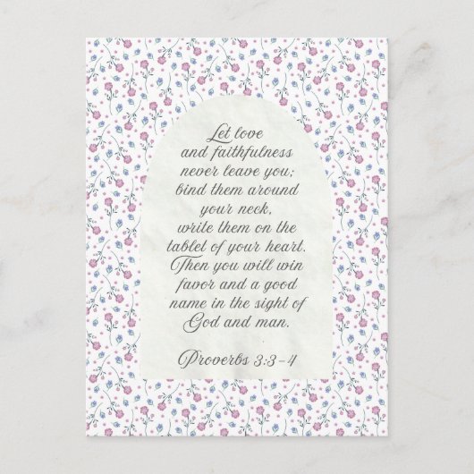 Proverbs 3:3–4 Floral Scripture  Briefkaart (Voorkant)