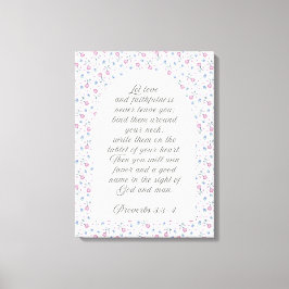 Proverbs 3:3–4 Floral Scripture  Canvas Afdruk