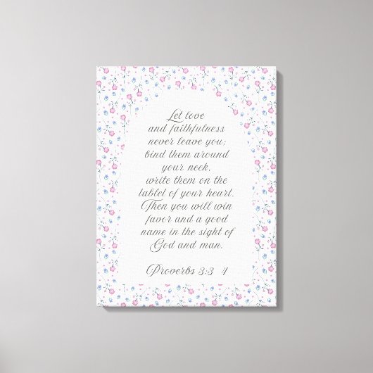Proverbs 3:3–4 Floral Scripture  Canvas Afdruk (Voorkant)
