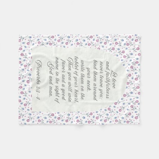 Proverbs 3:3–4 Floral Scripture Fleece Deken (Voorkant (Horizontaal))