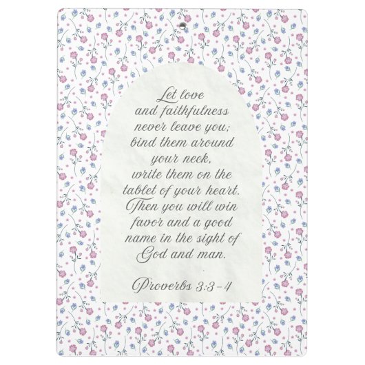 Proverbs 3:3–4 Floral Scripture Klembord (Achterkant)