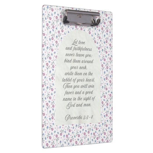 Proverbs 3:3–4 Floral Scripture Klembord (Rechts)