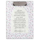 Proverbs 3:3–4 Floral Scripture Klembord (Voorkant)