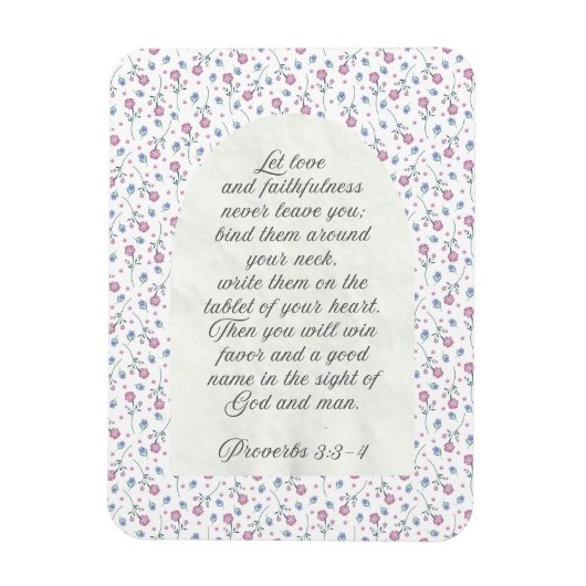 Proverbs 3:3–4 Floral Scripture  Magneet (Verticaal)