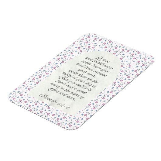 Proverbs 3:3–4 Floral Scripture Magneet (Linkerzijde)