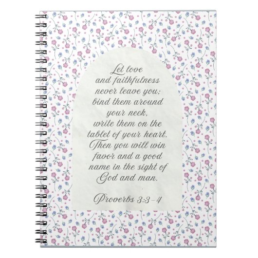 Proverbs 3:3–4 Floral Scripture  Notitieboek (Voorkant)